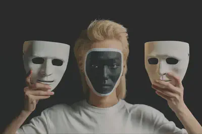 Man holding masks