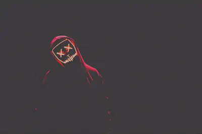 Red Hoodie with Xs over Eyes