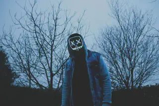 Person Wearing Led Mask