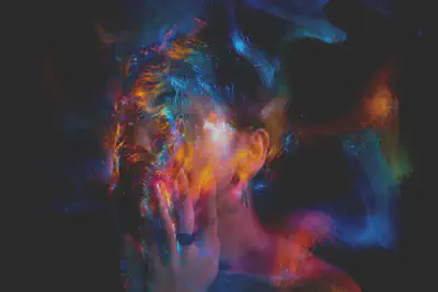 Woman with Lights on Face