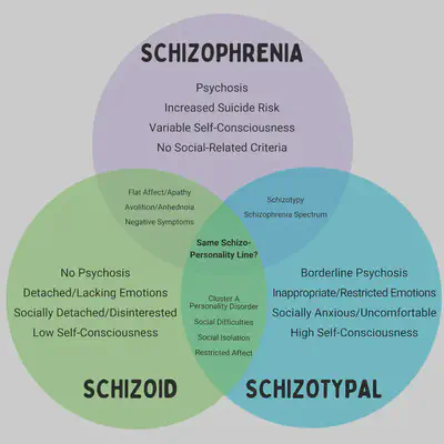 Schizophrenia vs Schizoid vs Schizotypal Venn Diagram