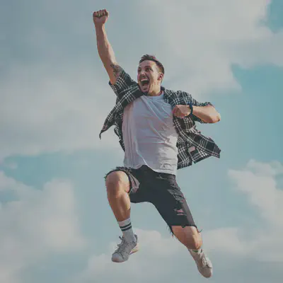 Man jumping into sky